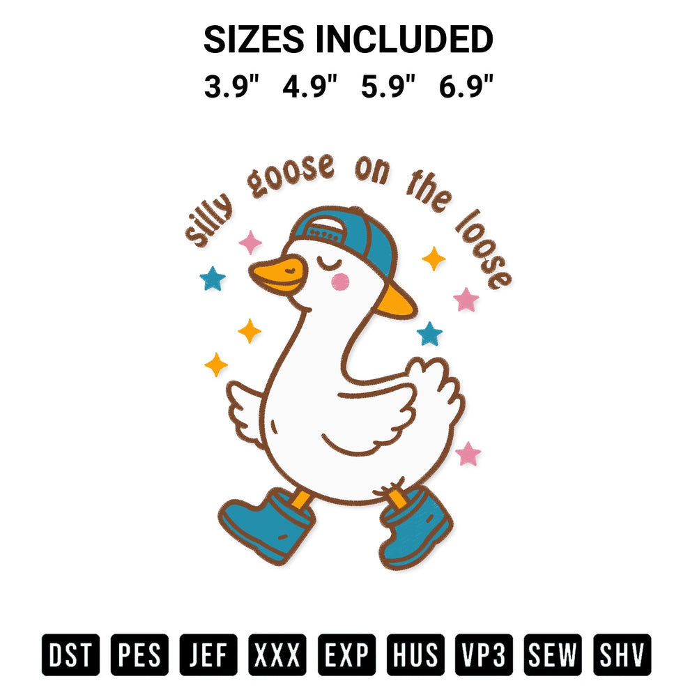 Stitch like a pro with the Silly Goose On The Loose Boy Embroidery Design embroidery pattern from Designspacks.com. High-quality digital machine embroidery file. Available sizes: 3.9", 4.9", 5.9", 6.9".