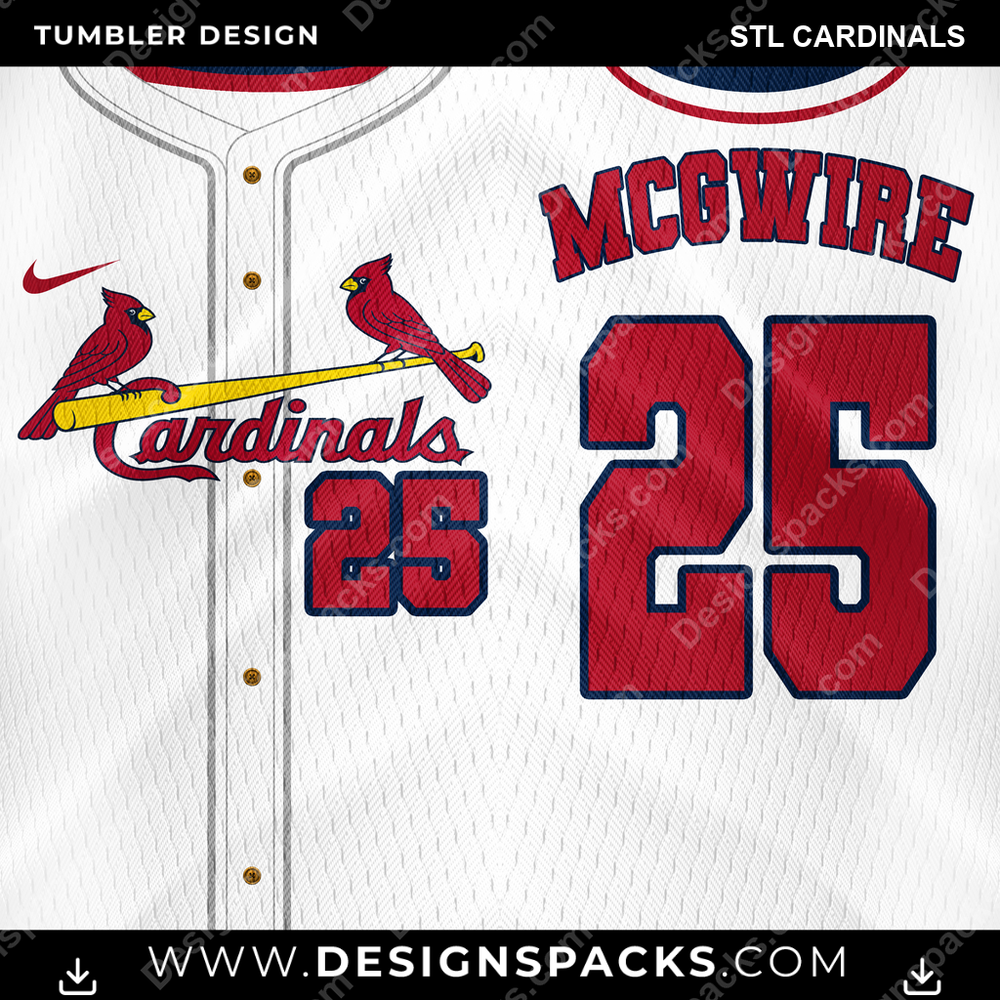 Baseball Jersey STL Cardinals Tumbler Digital Wrap Design