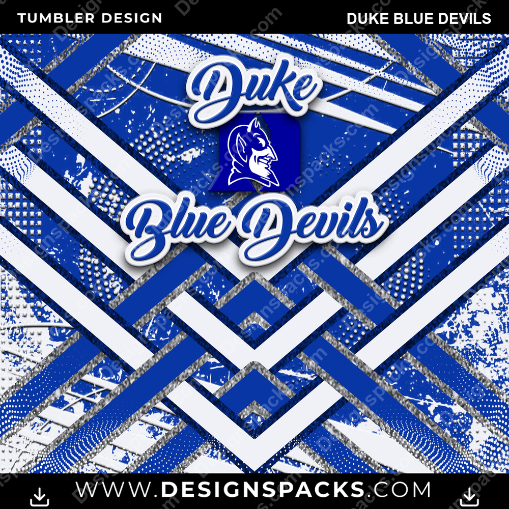 College Sport Glitter Stripe Duke Blue Devils Tumbler Digital Wrap Design