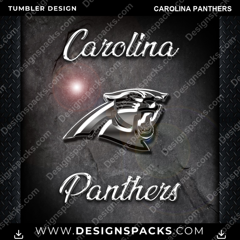 Football Chrome Carolina Panthers Tumbler Digital Wrap Design