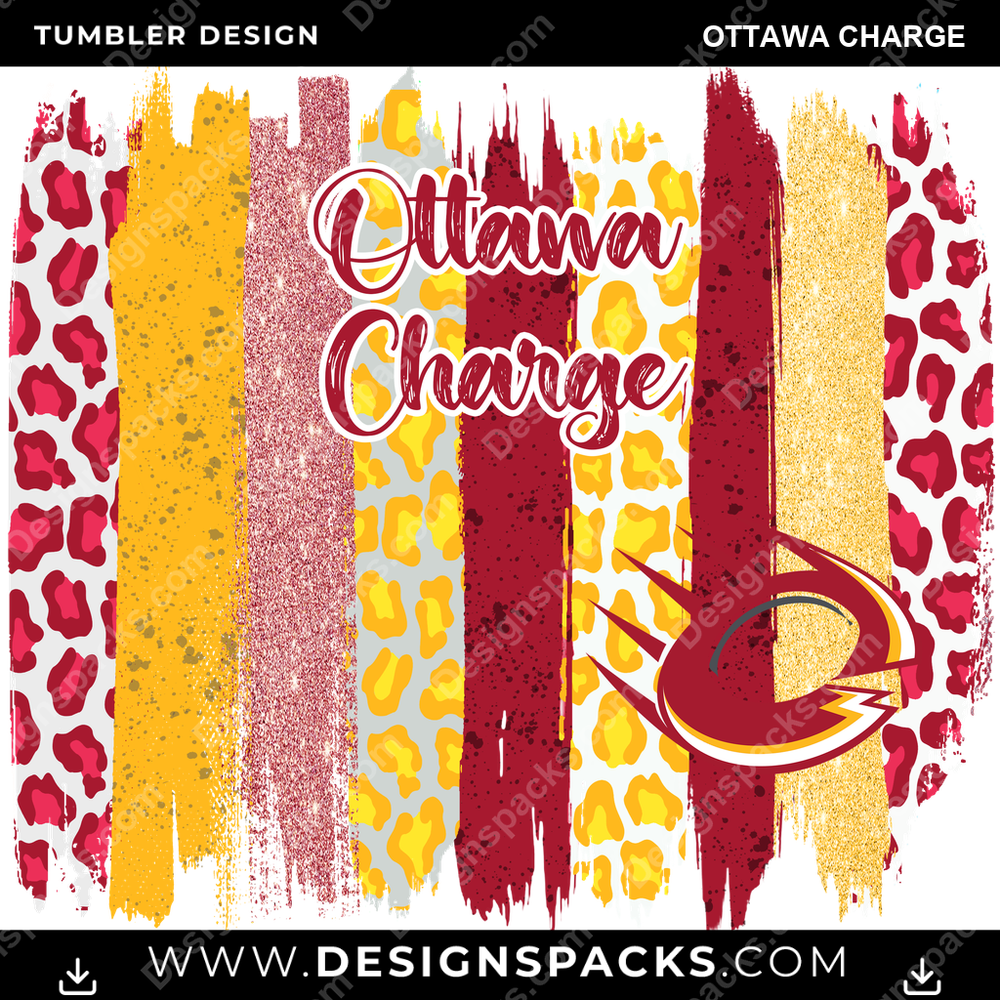 Hockey Brush Strokes Ottawa Charge Tumbler Digital Wrap Design