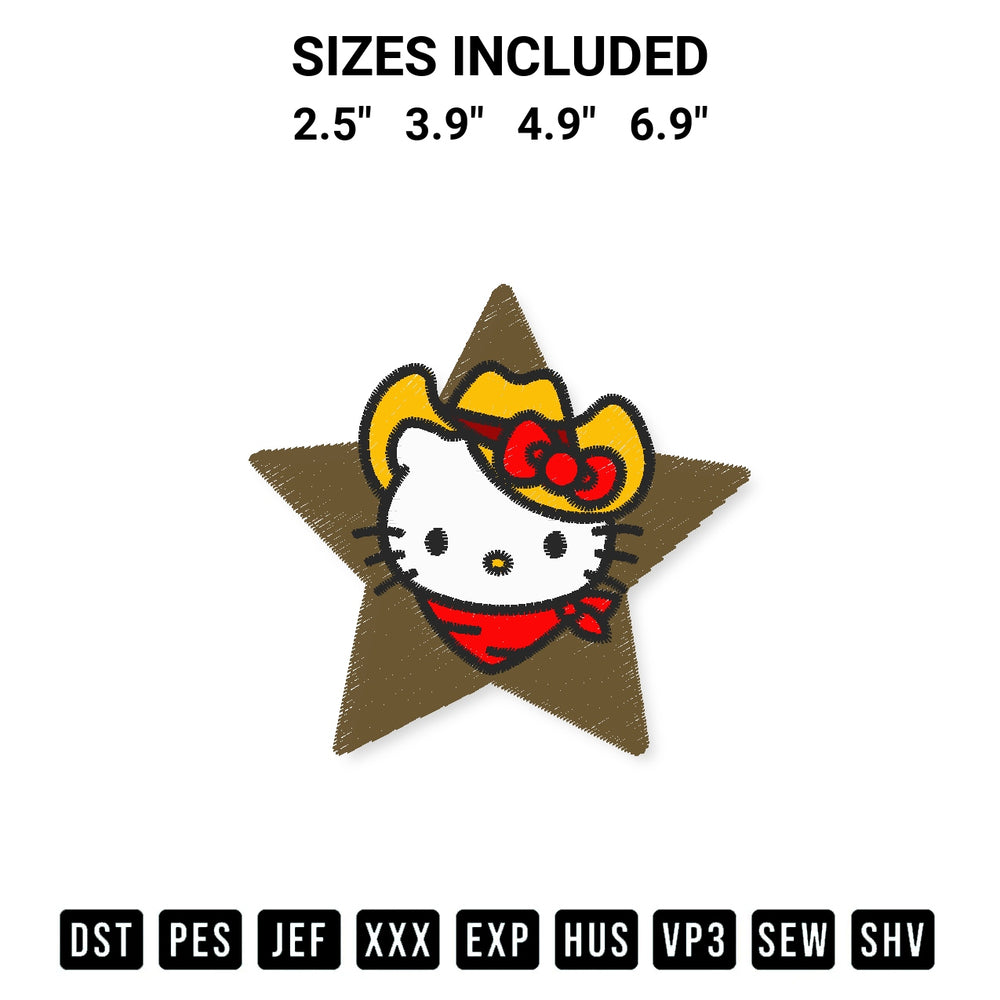 Looking for the perfect pattern? Download the Hello Kitty Cowboy Face Embroidery Design embroidery design today at Designspacks.com. Crisp, clean stitching guaranteed. Available sizes: 2.5", 3.9", 4.9", 6.9".