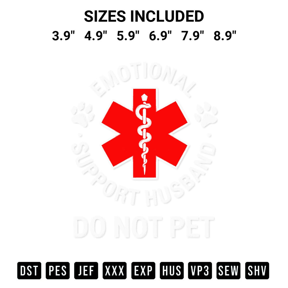Elevate your next project with our Emotional Support Husband Do Not Pet Embroidery Design embroidery file. Shop high-quality digital patterns instantly at Designspacks.com. Available sizes: 3.9", 4.9", 5.9", 6.9", 7.9", 8.9".