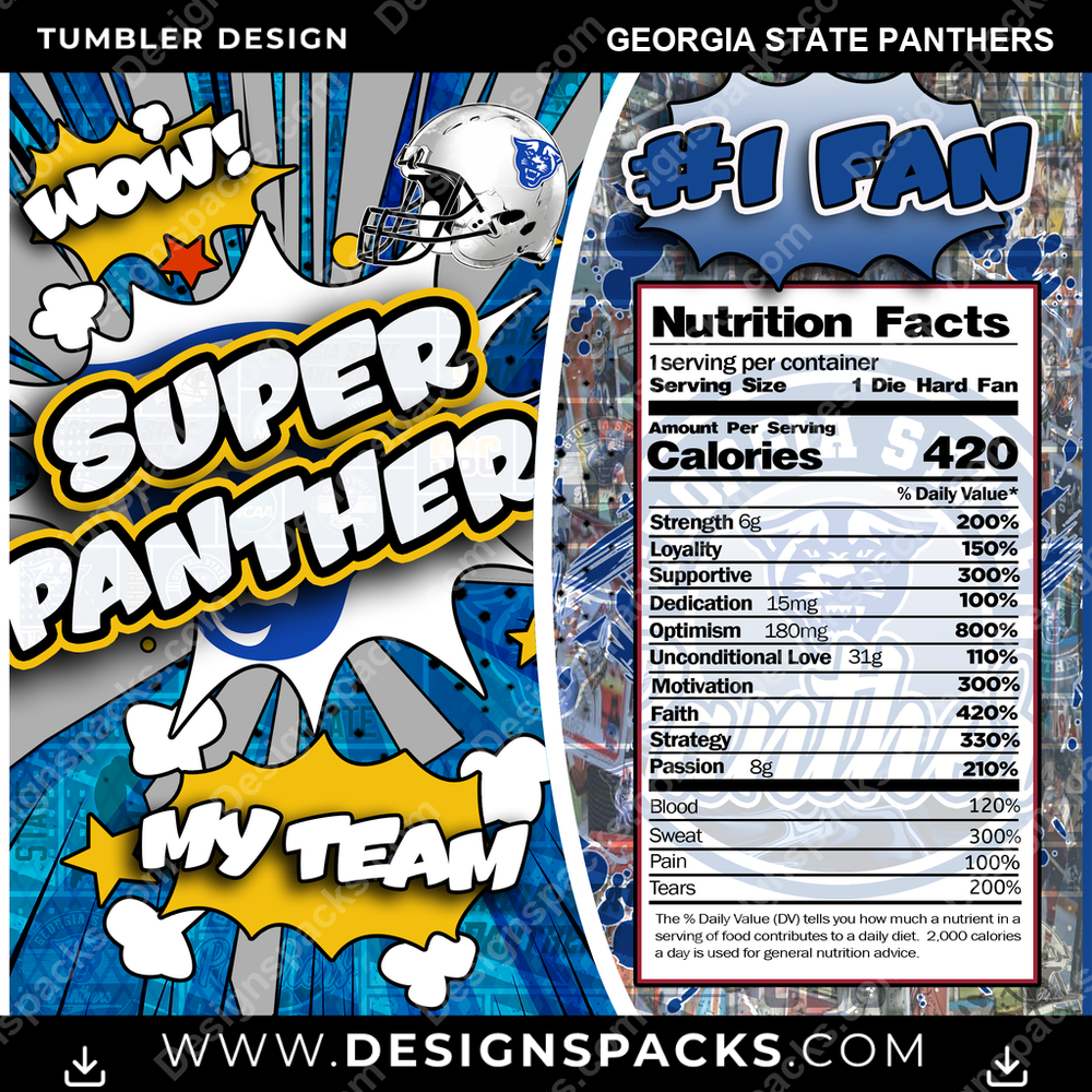 College Sport Super Team Georgia State Panthers NCAA College Sport Tumbler Digital Wrap Design Download