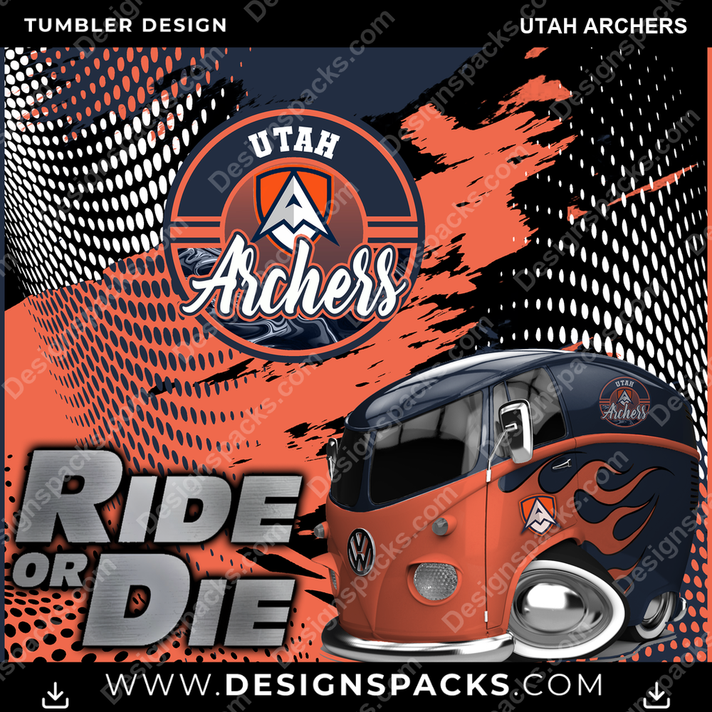 Lacrosse Ride or Die Utah Archers Tumbler Digital Wrap Design