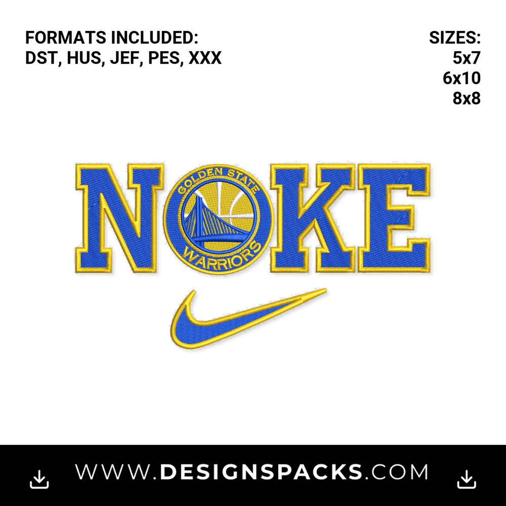 Golden State Warriors Nike Swoosh Logo Embroidery Design - Instant digital download pattern at Designspacks.com