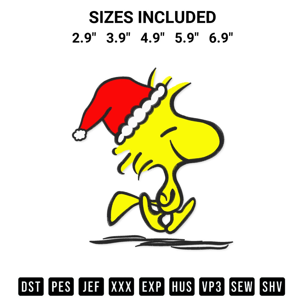 Download the Woodstock With Santa Hat Embroidery Design machine embroidery design exclusively at Designspacks.com. Premium digitized pattern for apparel and DIY crafts. Available sizes: 2.9", 3.9", 4.9", 5.9", 6.9".