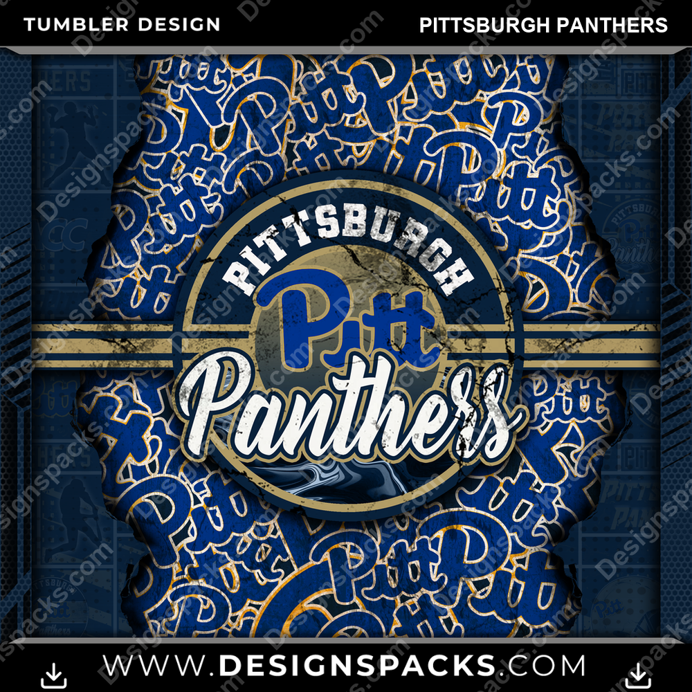 College Sport Ripped Pittsburgh Panthers Tumbler Digital Wrap Design