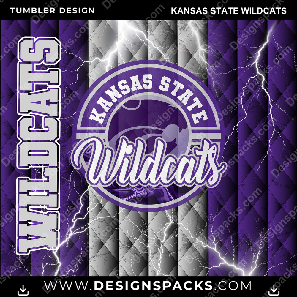College Sport Diamond Kansas State Wildcats NCAA College Sport Tumbler Digital Wrap Design Download