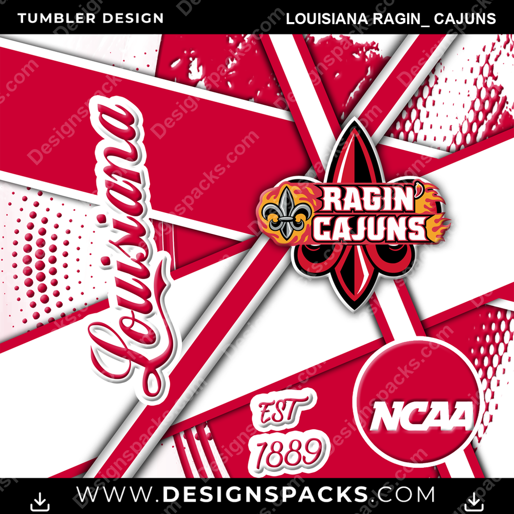 College Sport Team Sport Louisiana Ragin_ Cajuns Tumbler Digital Wrap Design