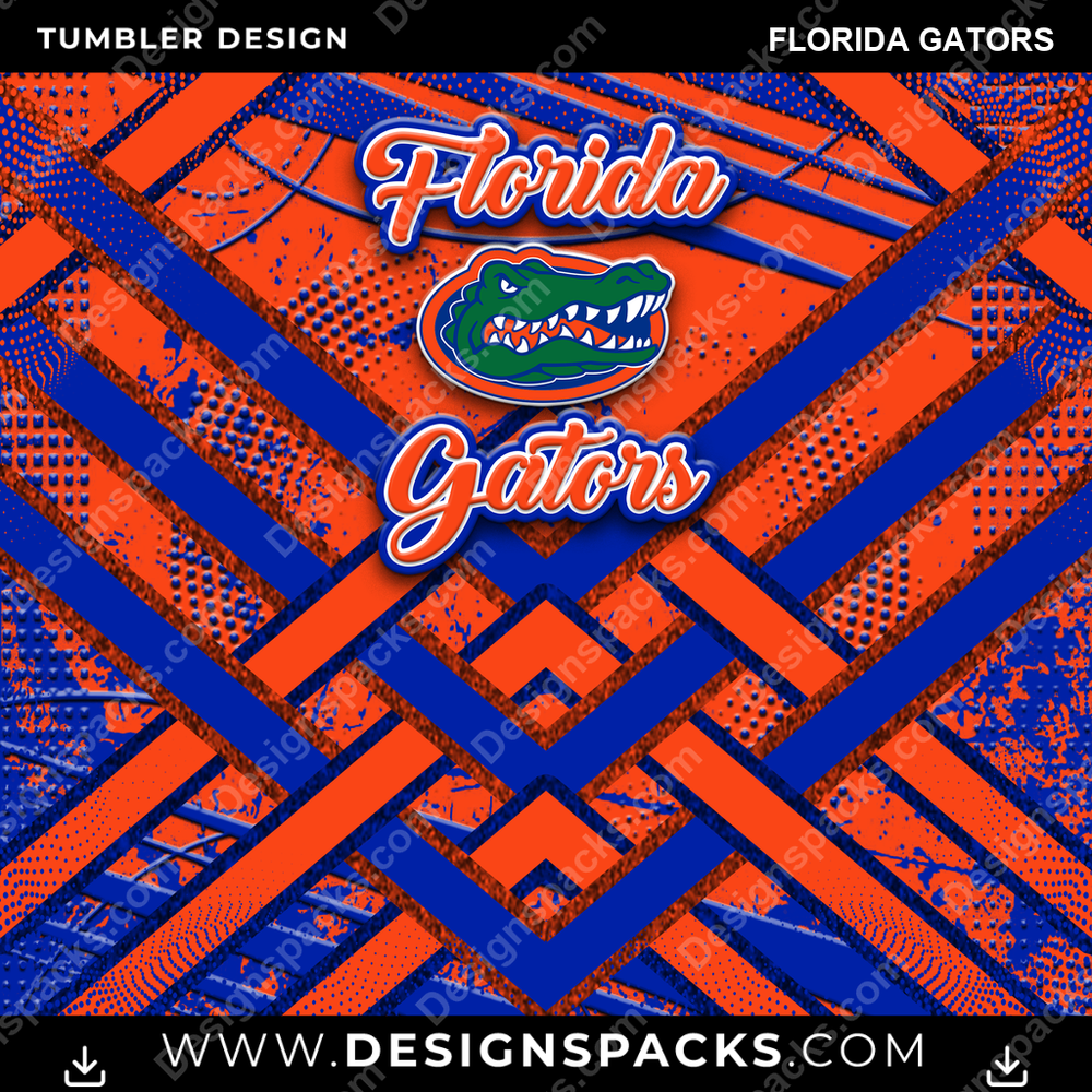College Sport Glitter Stripe Florida Gators Tumbler Digital Wrap Design