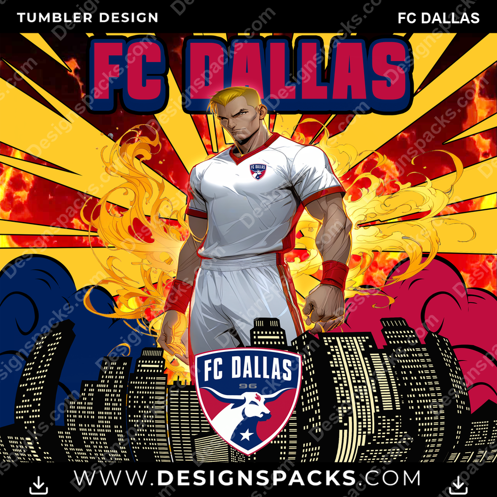 US Soccer Comic Cover FC Dallas Tumbler Digital Wrap Design Download