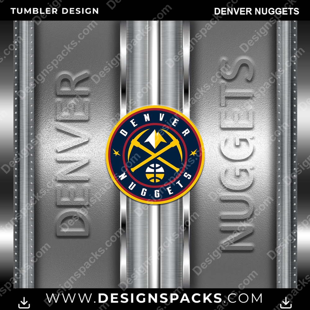 Basketball Metallic Denver Nuggets Tumbler Digital Wrap Design