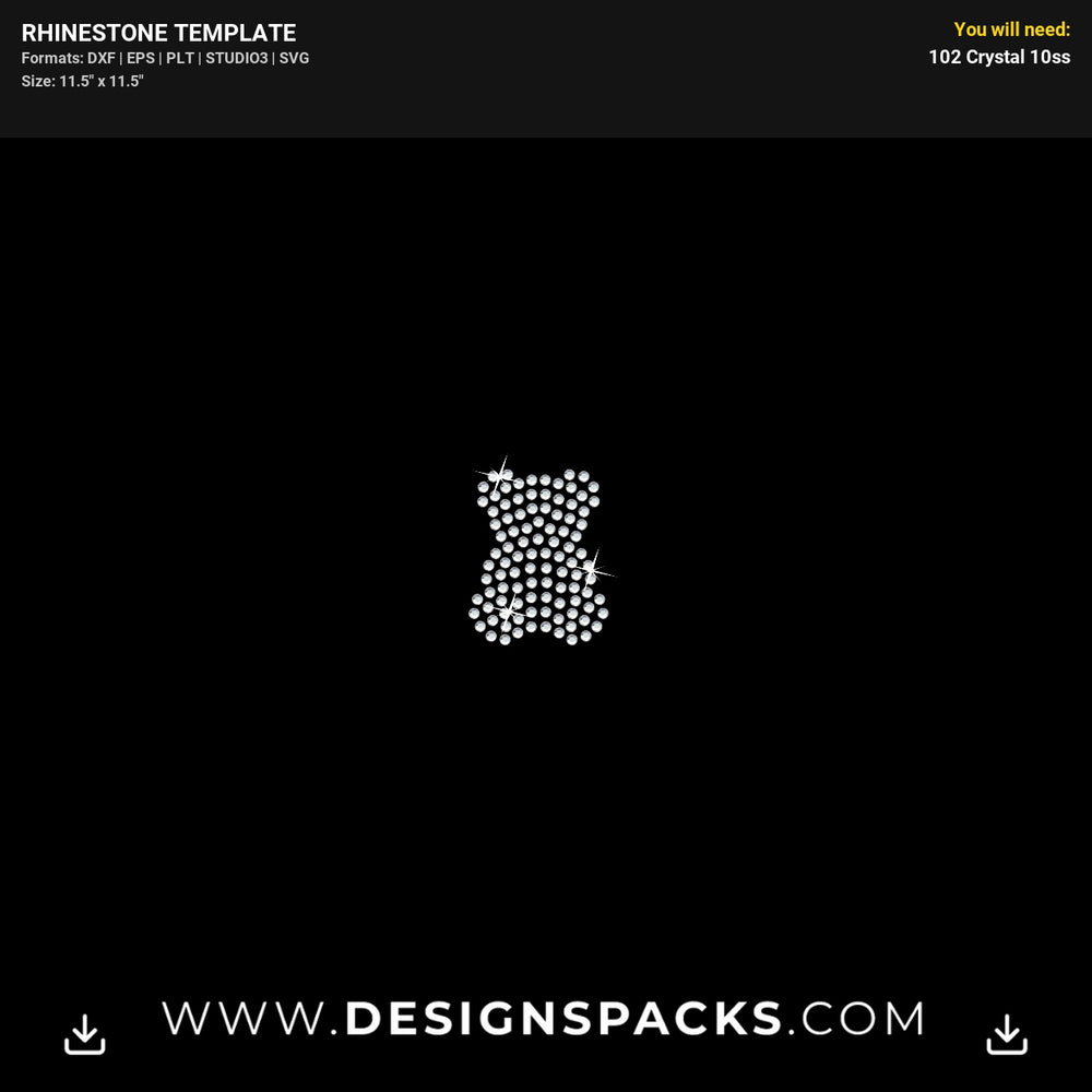 Small Teddy Bear Rhinestone Digital Template