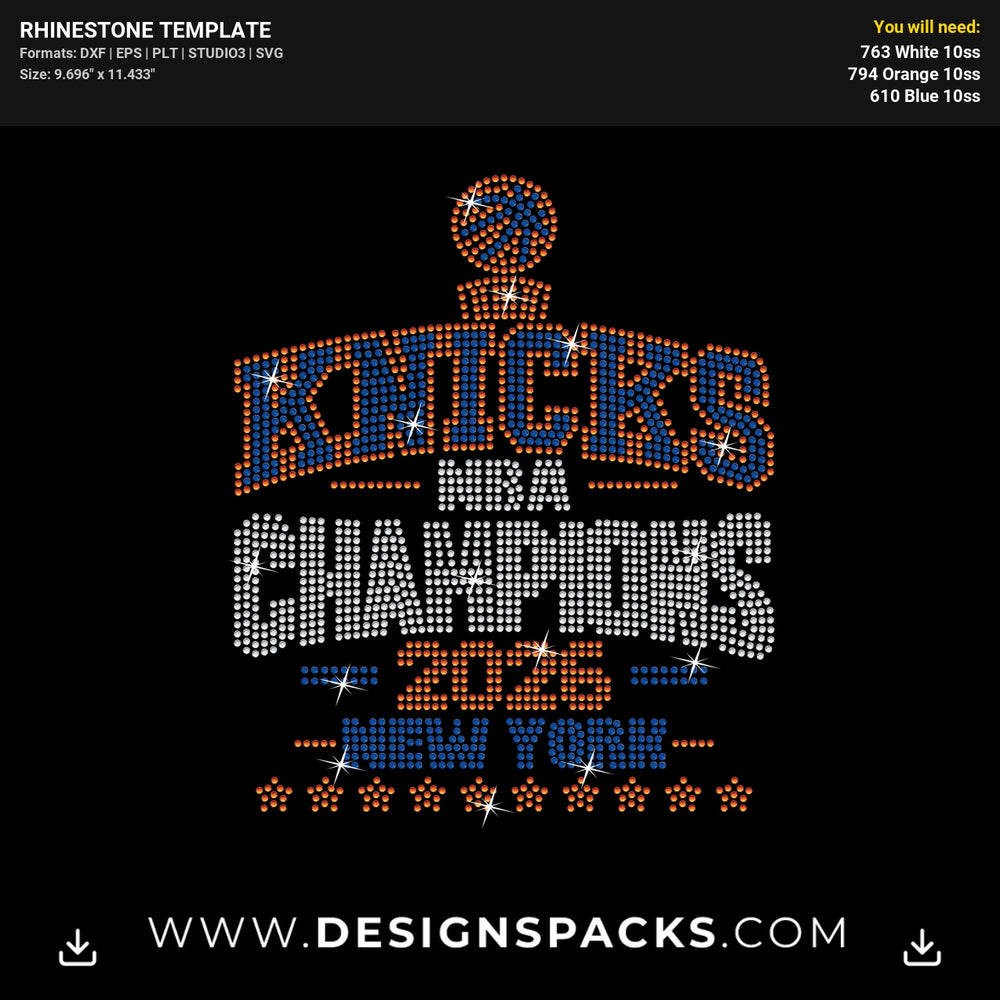 Knicks Nba Champions New York 2026 Rhinestone Digital Template