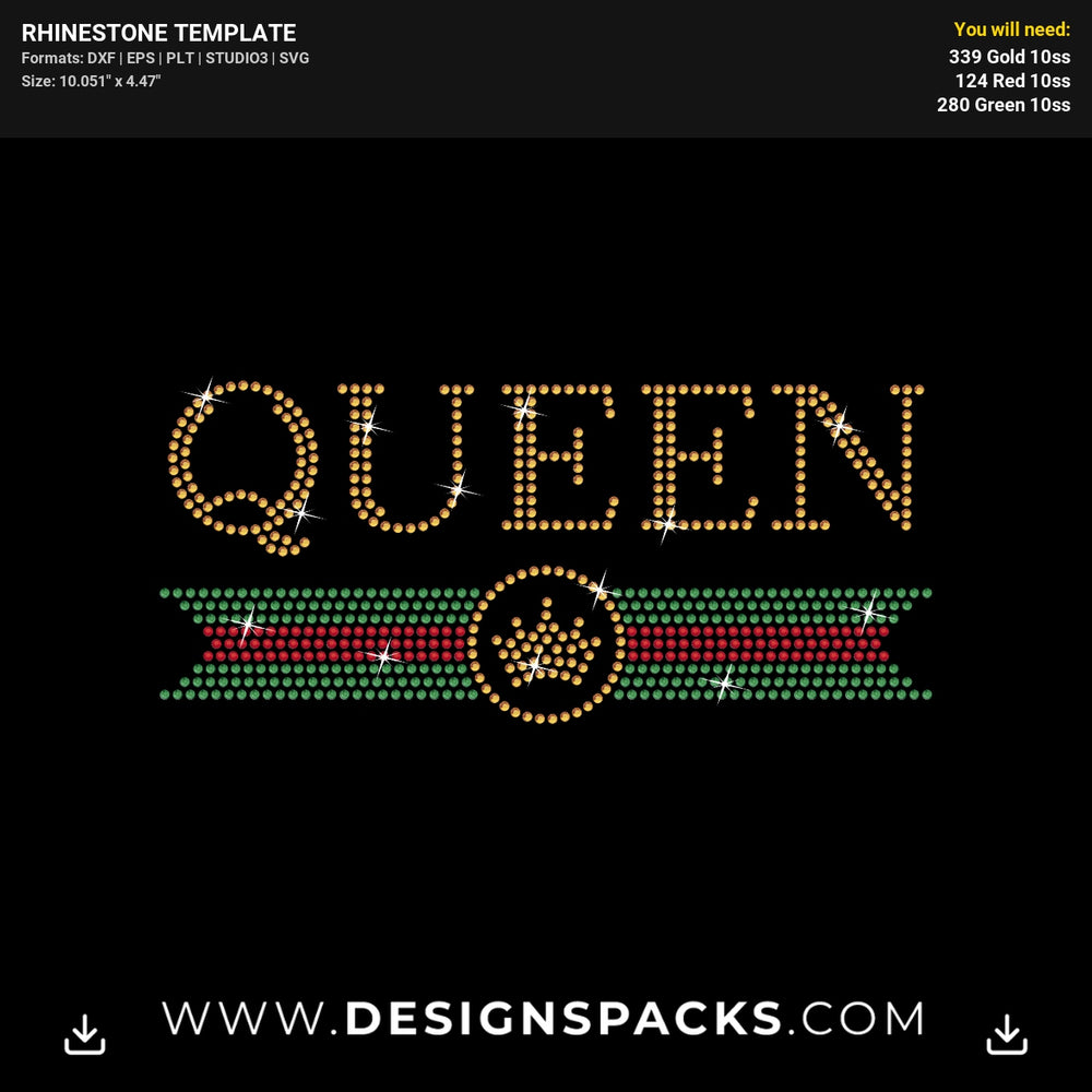 Queen Gucci Logo Rhinestone Digital Template
