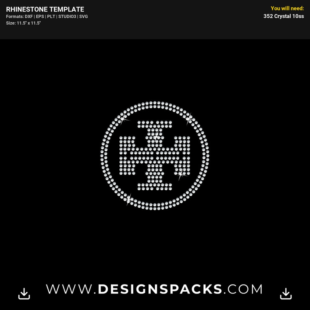 Small Tory Burch Logo Rhinestone Digital Template