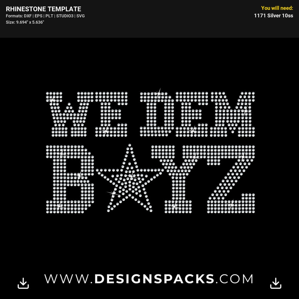We Dem Boyz Dallas Cowboys Rhinestone Digital Template