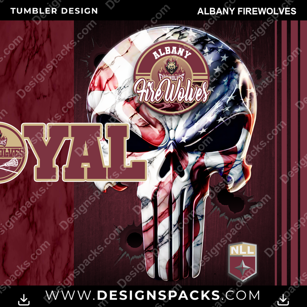 Lacrosse Loyal Albany FireWolves Tumbler Digital Wrap Design