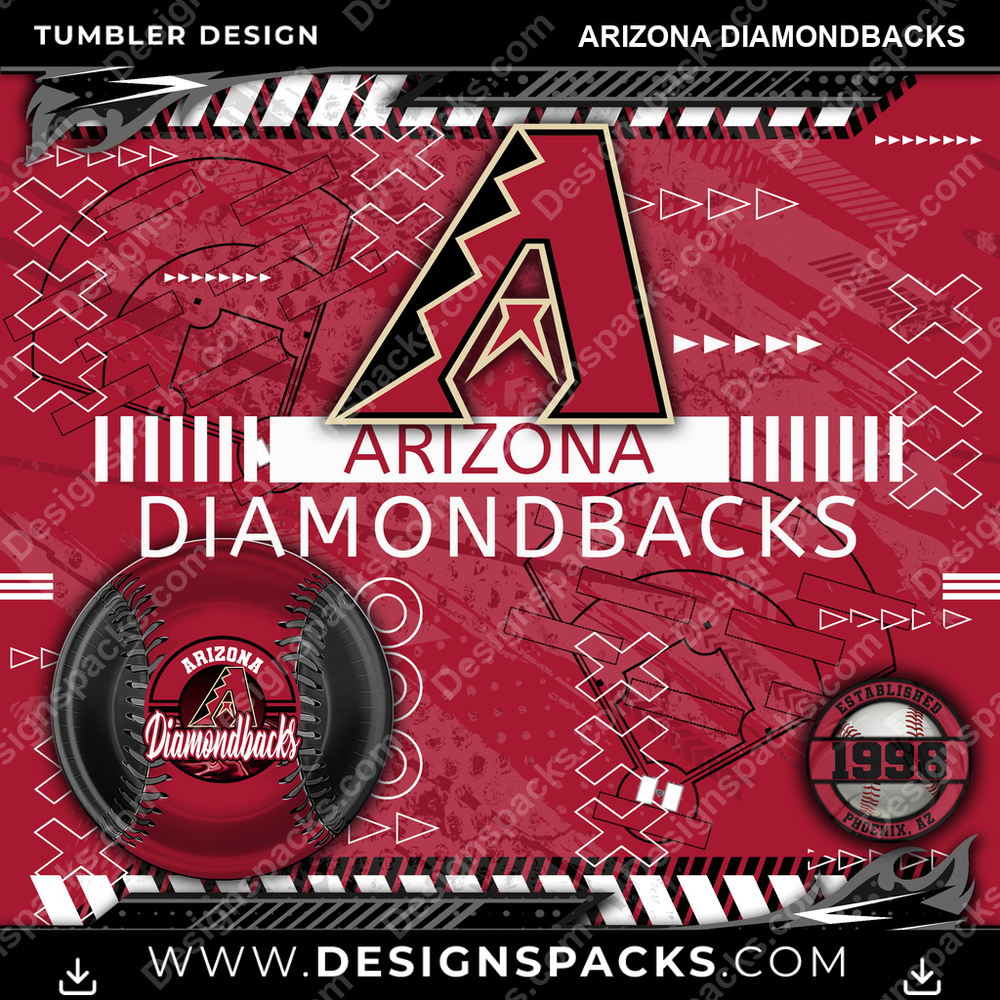Baseball Xs & Os Arizona Diamondbacks Tumbler Digital Wrap Design