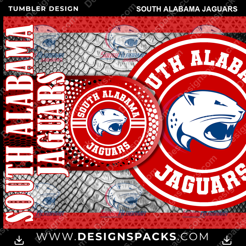 College Sport Hyper South Alabama Jaguars NCAA College Sport Tumbler Digital Wrap Design Download