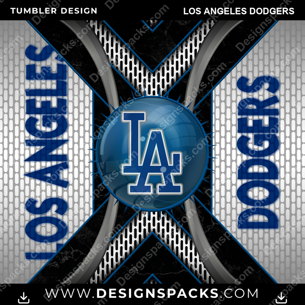 Baseball Metal Grating Los Angeles Dodgers Tumbler Digital Wrap Design