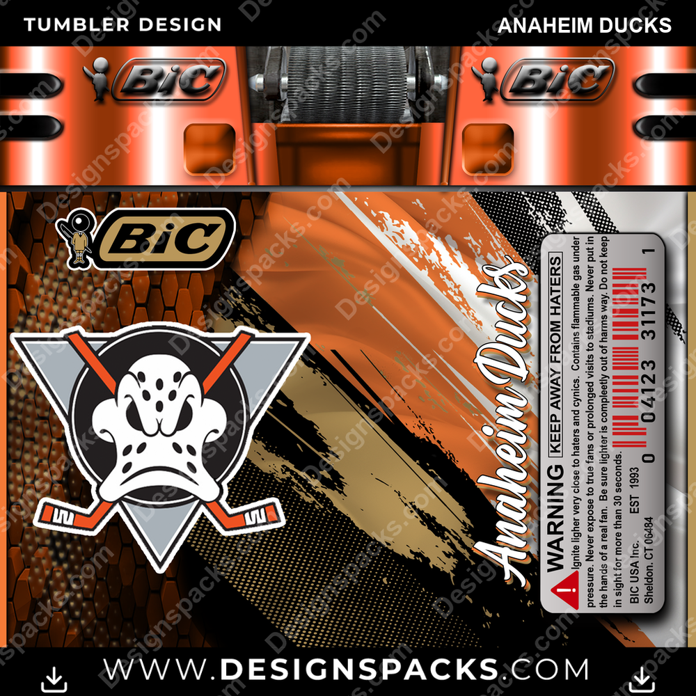 Hockey BIC Lighter Anaheim Ducks Tumbler Digital Wrap Design