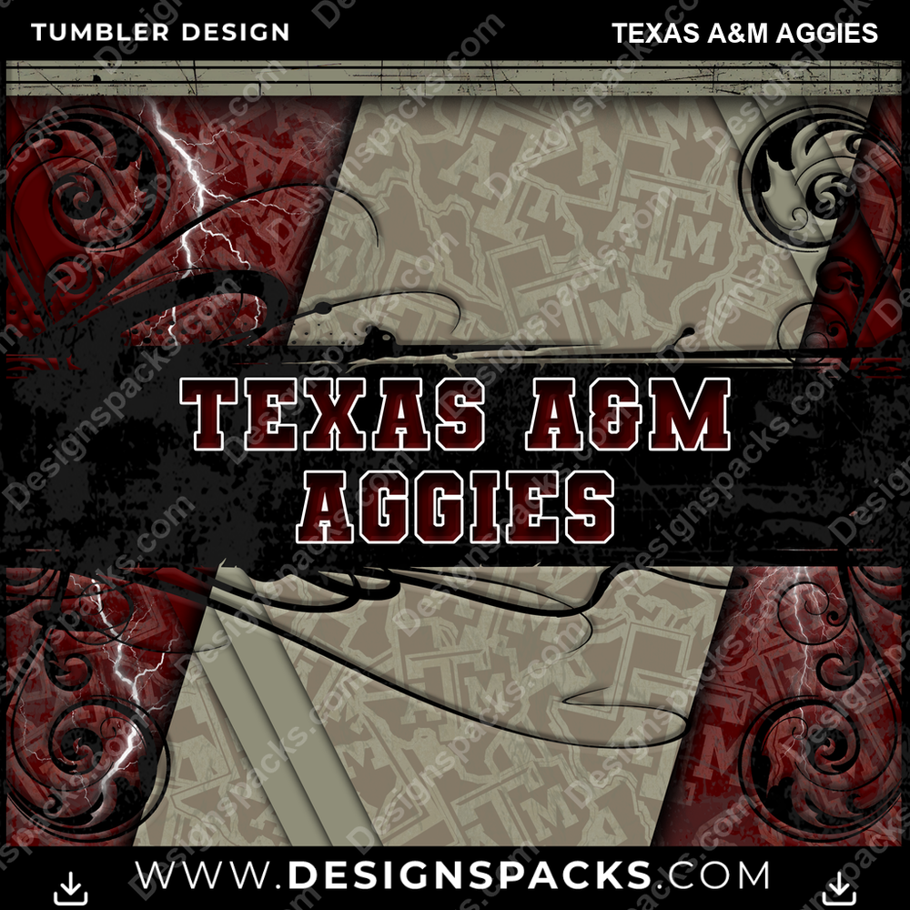 College Sport Elegant Texas A&M Aggies Tumbler Digital Wrap Design