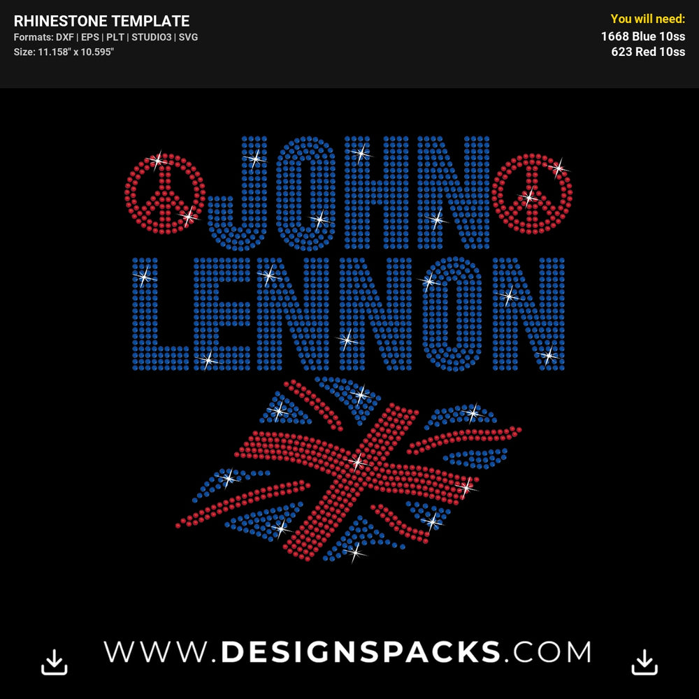 John Lennon Music Legend Rhinestone Digital Template