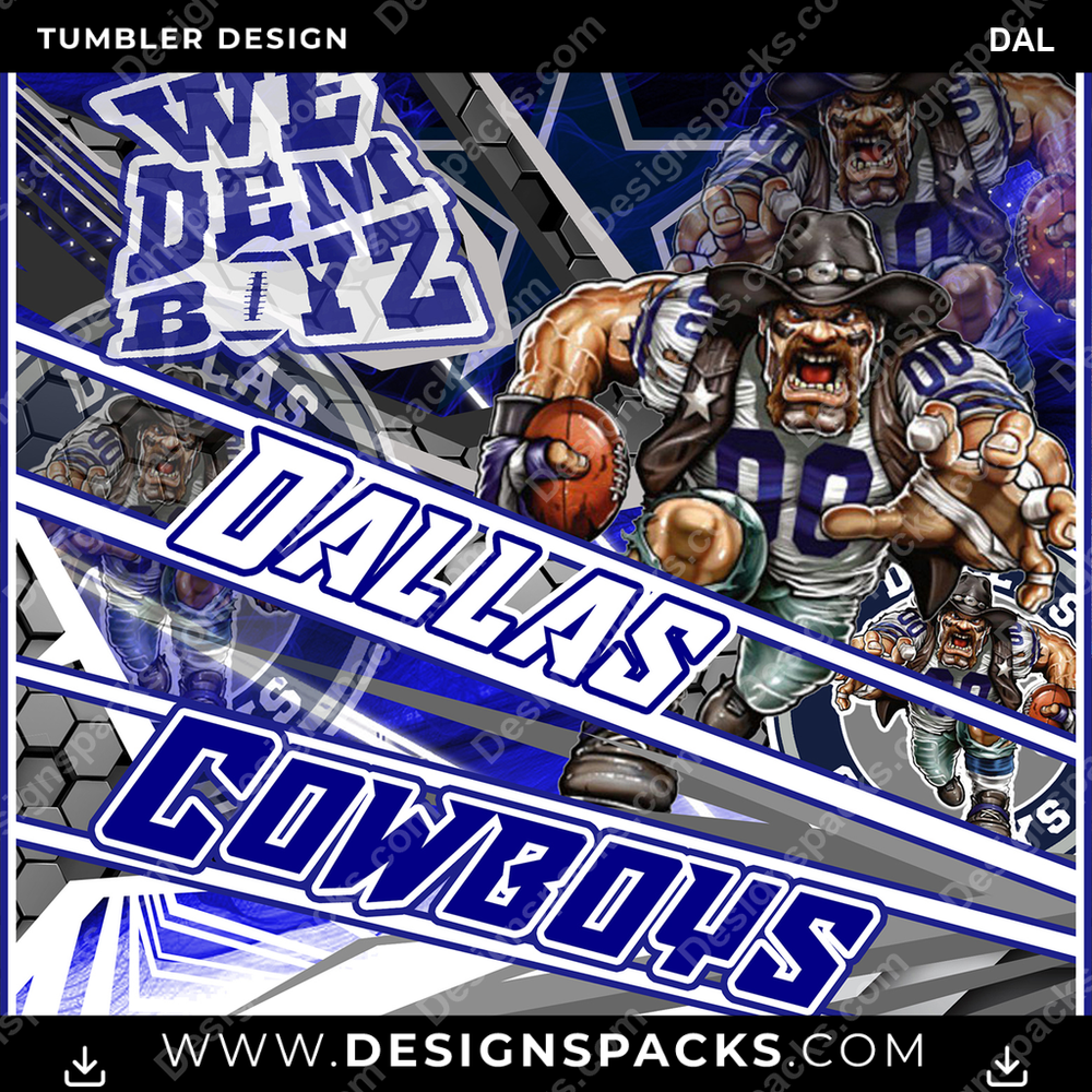 Football Sporty DAL Tumbler Digital Wrap Design