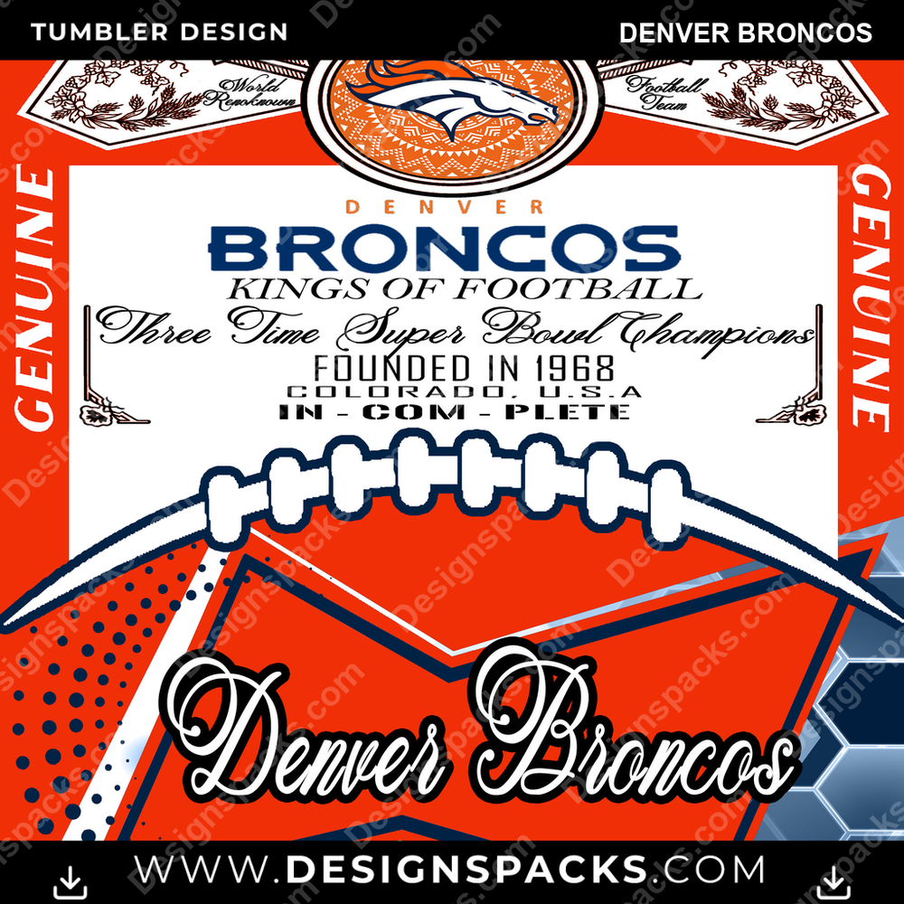 Football Bud Denver Broncos Tumbler Digital Wrap Design