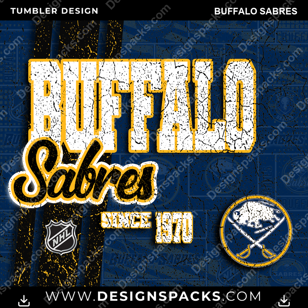 Hockey Grunge Buffalo Sabres Tumbler Digital Wrap Design