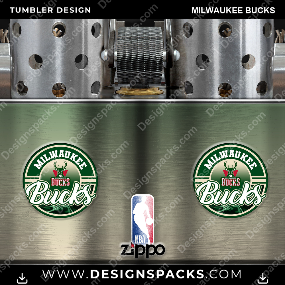 Basketball Zippo Lighter Milwaukee Bucks Tumbler Digital Wrap Design