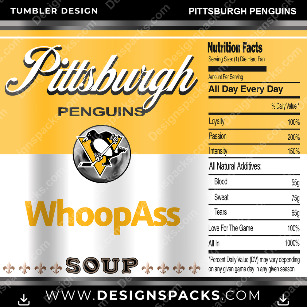 Ice Hockey Soup Can Pittsburgh Penguins NHL Hockey Tumbler Digital Wrap Design Download