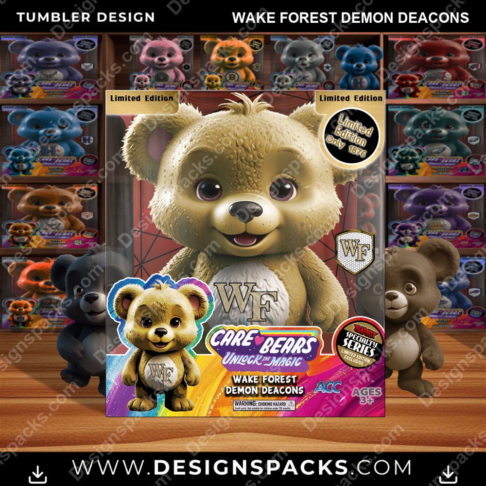 College Sport Care Bear Box Wake Forest Demon Deacons NCAA College Sport Tumbler Digital Wrap Design Download