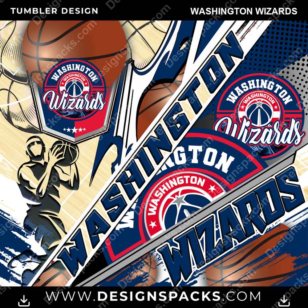 Basketball Silhouette Washington Wizards Tumbler Digital Wrap Design