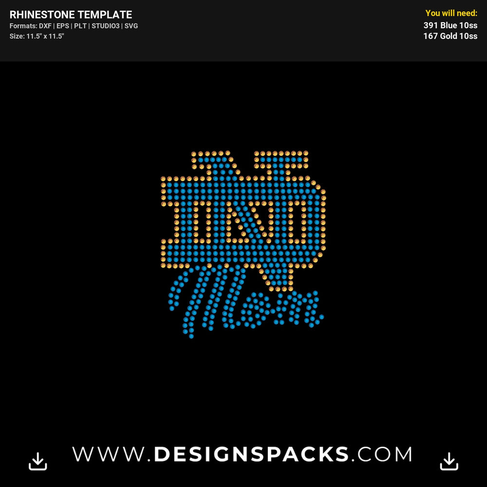 Notre Dame Football Mom Rhinestone Digital Template