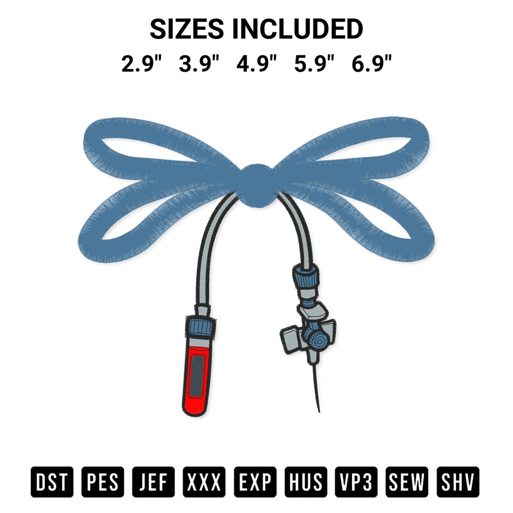 Transform your fabrics with the Coquette Bow Phlebotomist Nurse Embroidery Design embroidery design. Instant access to premium digitized patterns at Designspacks.com. Available sizes: 2.9", 3.9", 4.9", 5.9", 6.9".