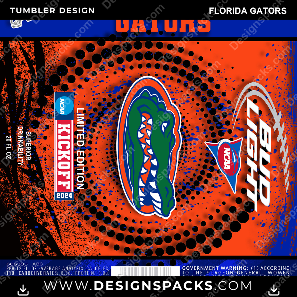 College Sport Bud Florida Gators Tumbler Digital Wrap Design