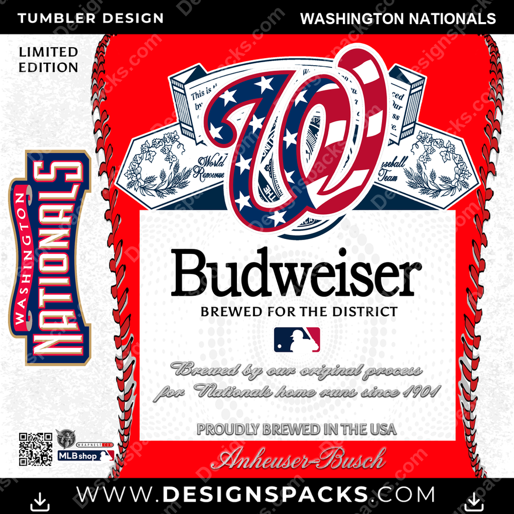 Baseball Bud Washington Nationals Tumbler Digital Wrap Design