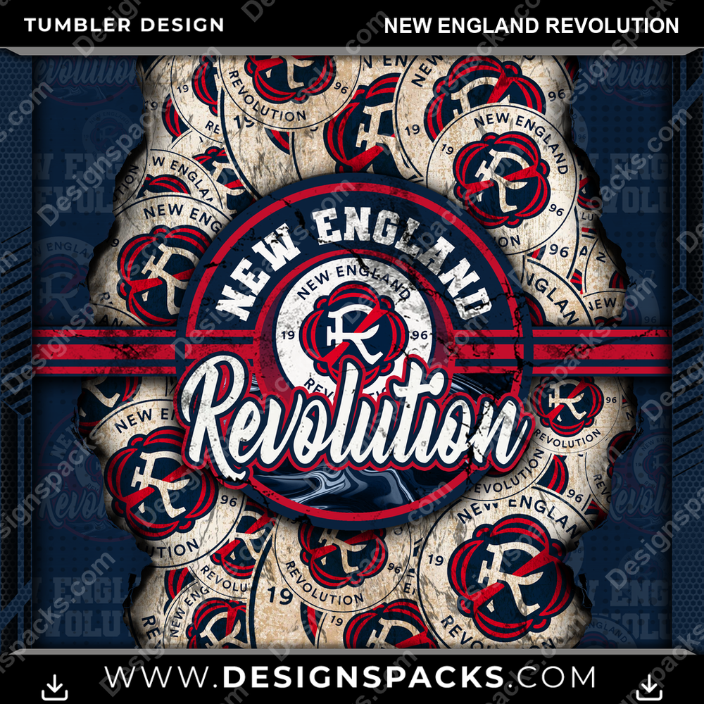 Soccer Ripped New England Revolution Tumbler Digital Wrap Design