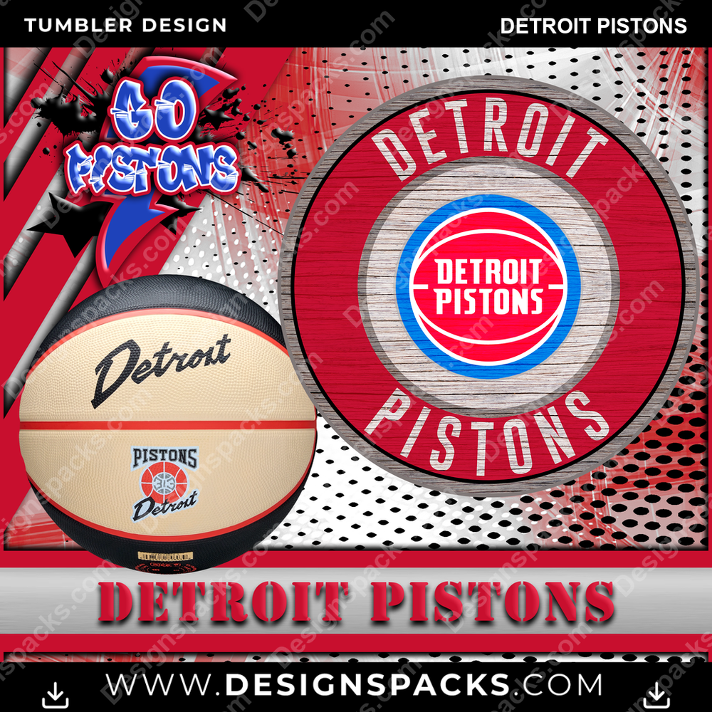Basketball Go Team Detroit Pistons NBA Basketball Tumbler Digital Wrap Design Download