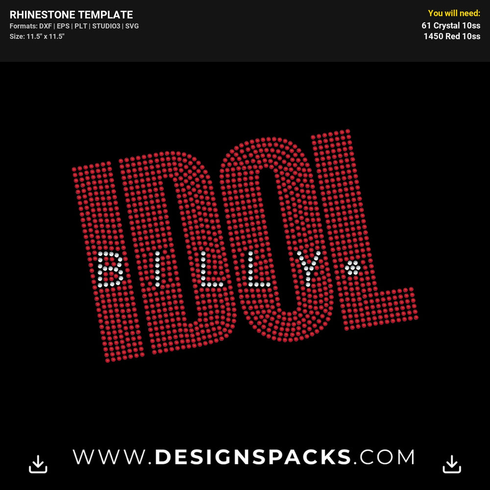 Billy Idol Logo Rhinestone Digital Template