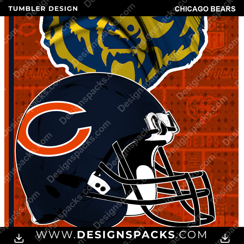 Pósters de fútbol Chicago Bears Tumbler Diseño Digital Envolvente