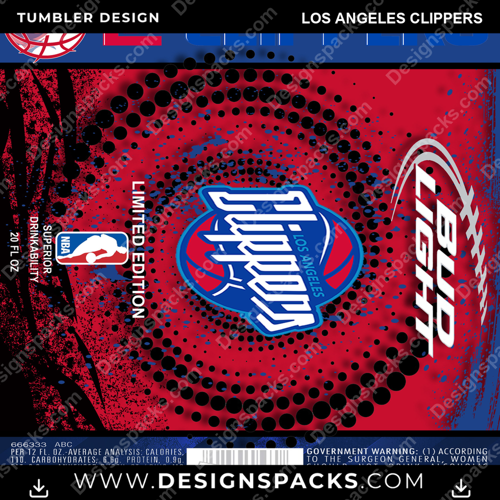 Basketball Bud Los Angeles Clippers Tumbler Digital Wrap Design