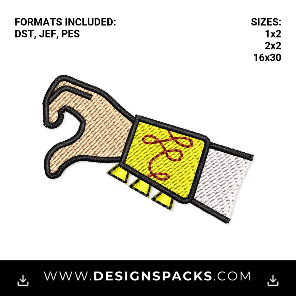 Superhero Half Heart Hand Gesture Embroidery Design - Instant digital download pattern at Designspacks.com