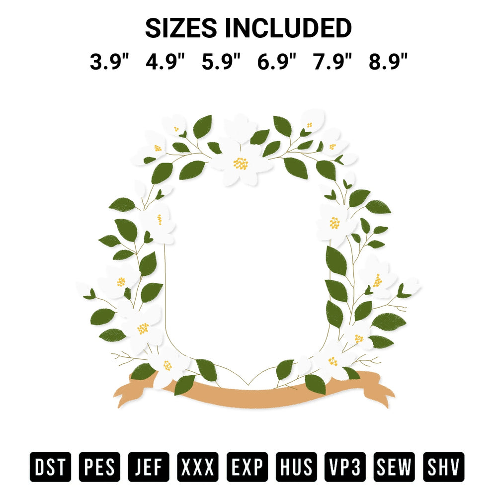 Add a unique touch to your apparel with the Soft White Flower Frame Embroidery Design embroidery file. Premium instant download available now on Designspacks.com. Available sizes: 3.9", 4.9", 5.9", 6.9", 7.9", 8.9".