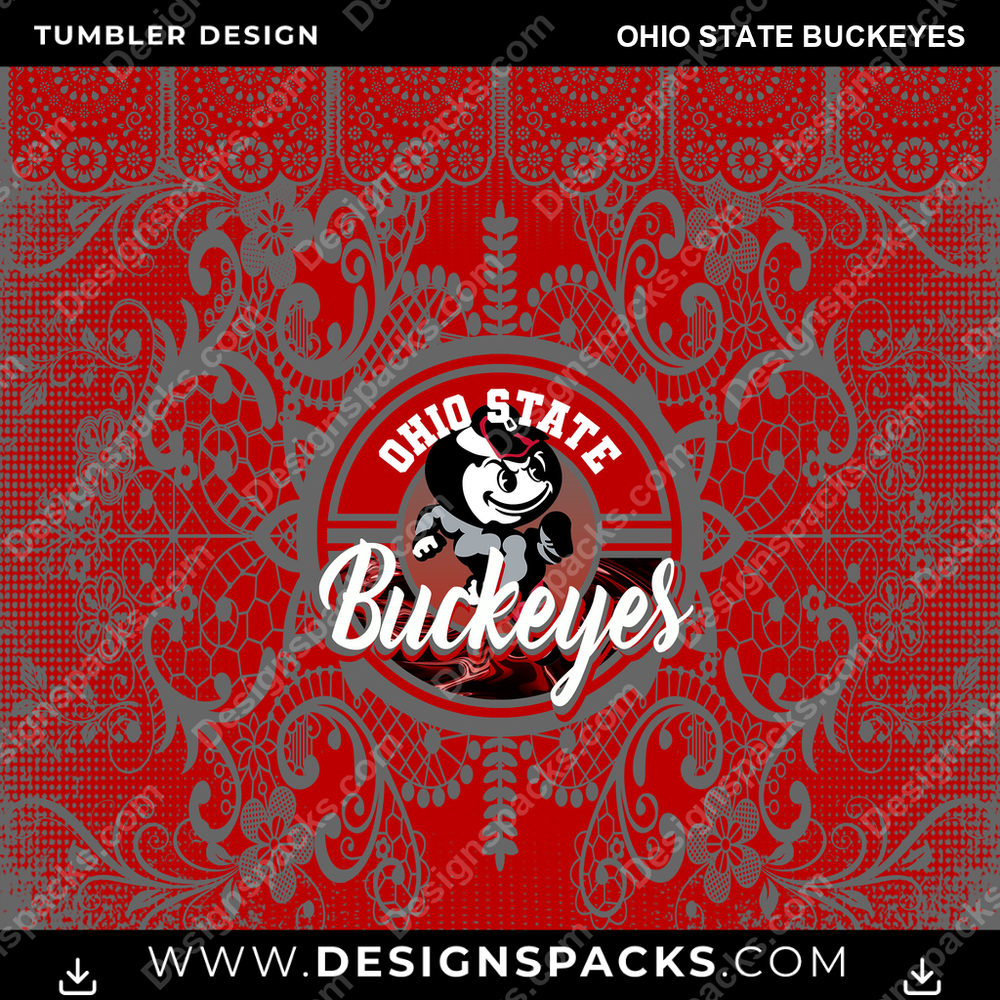 College Sport Lace & Logo Ohio State Buckeyes Tumbler Digital Wrap Design