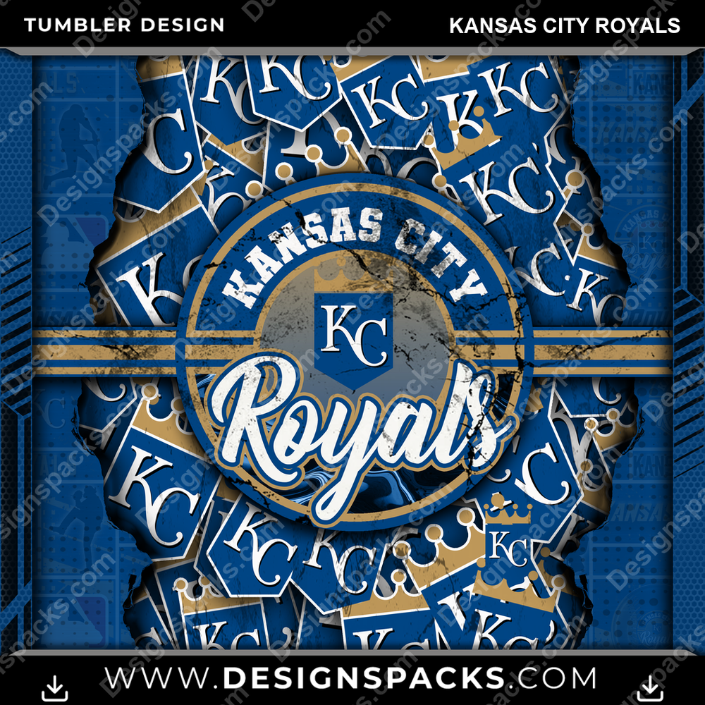 Baseball Ripped Kansas City Royals Tumbler Digital Wrap Design