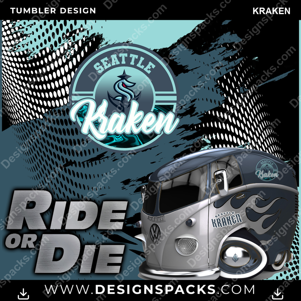 Ice Hockey RIDE or DIE KRAKEN NHL Hockey Tumbler Digital Wrap Design Download